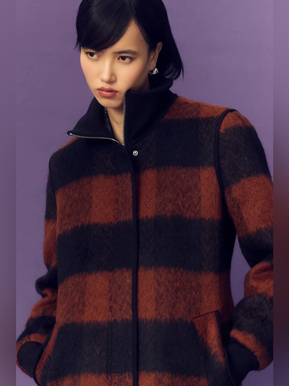 Anthropologie NVLT Brushed Buffalo Check Coat - Picture 3 of 14